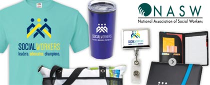 various NASW merchandise