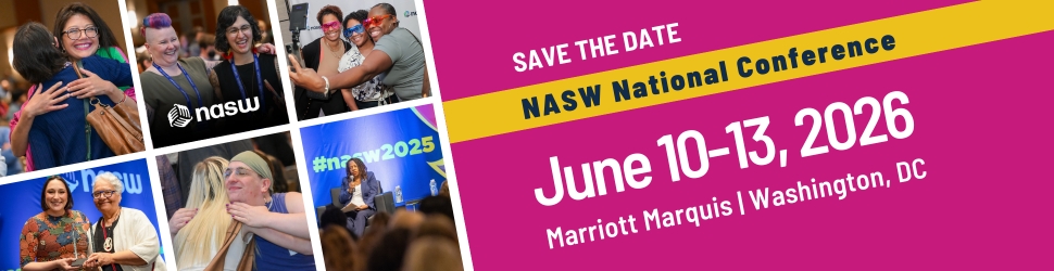 The NASW conference Register Now banner