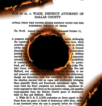 burning page of Roe v Wade decision