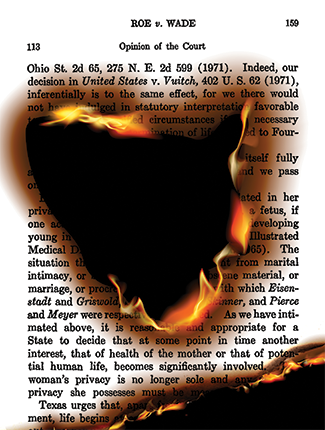 burn hole in page of Roe v Wade decision