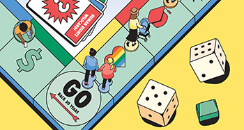 go back 50 years monopoly board tile