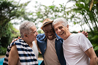 three  men celebrating