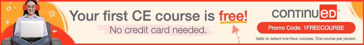 Your first course is free no credit card needed continuED promo code 1freecourse valid on select one-hour course. one course per person