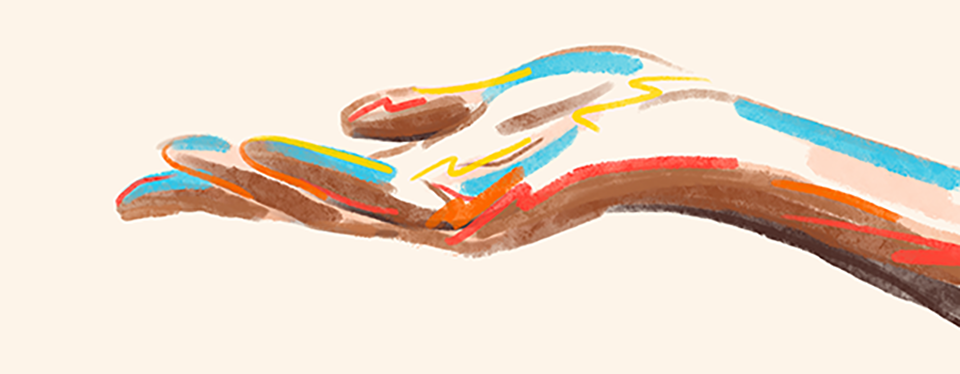 a hand with palm up