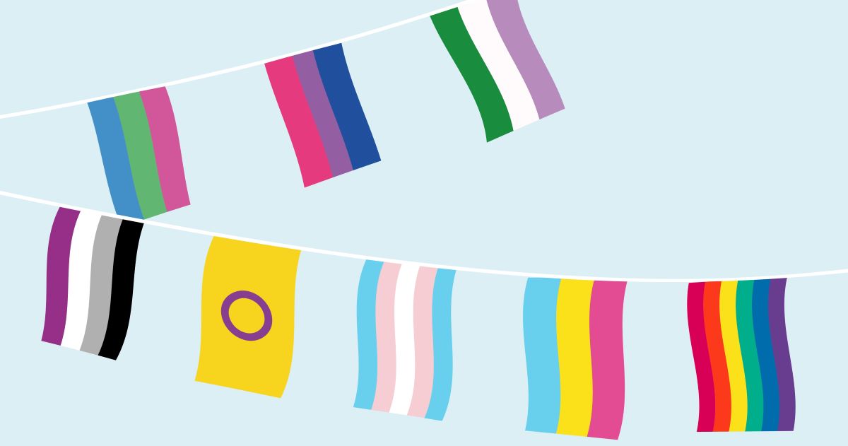 flags representing different LGBTQIA+ communities