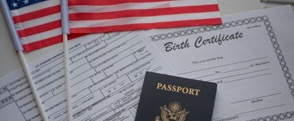 passport with a birth certificate