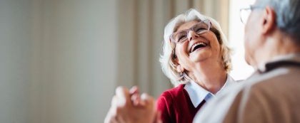 elderly couple dancing