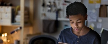 youth looking at phone