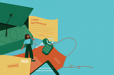 graduating student overwhelmed with debt and overdue rent