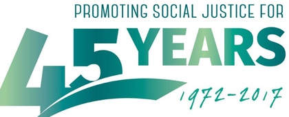 promoting social justice for 45 years: 1972-2017 logo: promoting social justice for 45 years: 1972-2017