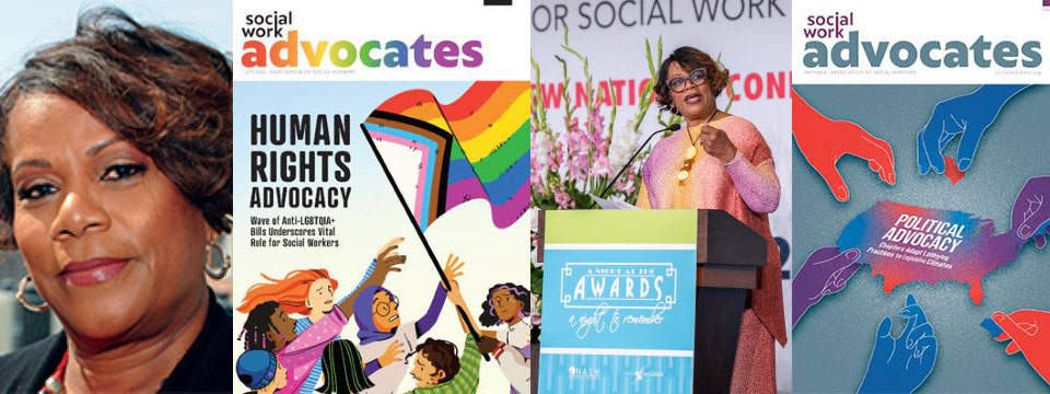 Mit Joyner and Social Work Advocates magazine covers