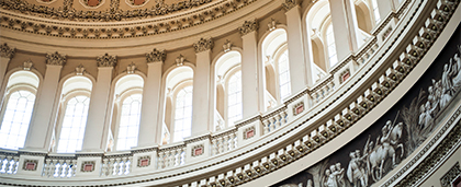 ornate ceiling of U.S. Congress building