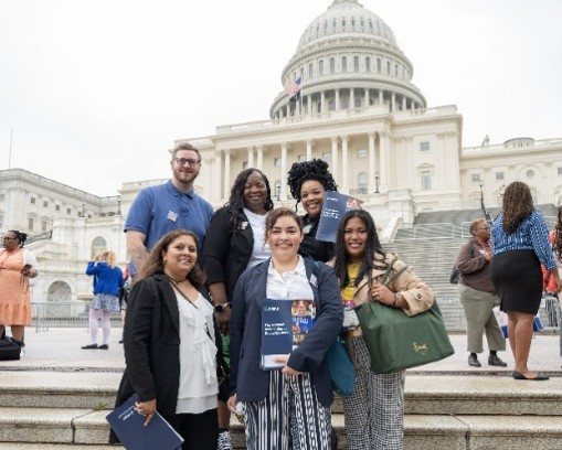 small group of NASW members outside of the capiol building