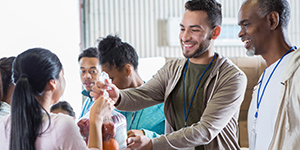 working at a food bank