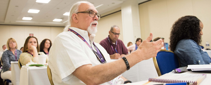 conference attendee speaking