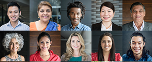 headshot portraits of diverse smiling people