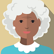 woman with white curly hair