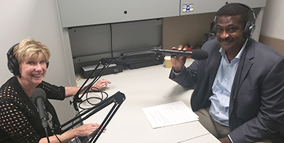 Mary Jo Monahan and Angelo McClain in the studio