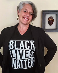 Kyla Liggett-Creel wearing a Black Lives Matter t-shirt