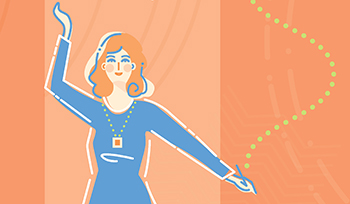graphic of woman standing with her arms extended