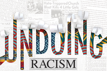ripped newspaper showing undoing racism