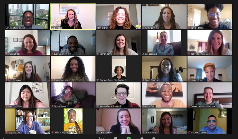 full screen of people on a Zoom call during NASW Foundation Virtual Summit
