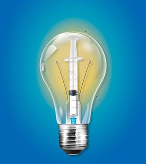 light bulb combined with medical syringe