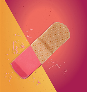 eraser combined with adhesive bandage
