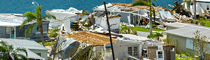 destroyed houses in aftermath of hurricane