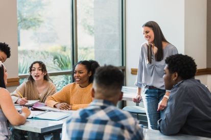 Students sitting in a classroom