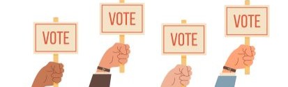hands holding vote signs