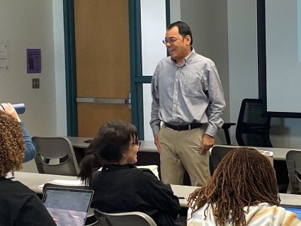 Dr. Chien-Jen Chiang, assistant professor, University of Texas at San Antonio School of Social Work, teaching the Human Behavior and Social Environment class in February