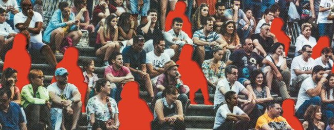 Crowd with people missing as red outlines