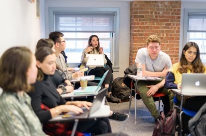 Students sitting in a classroom