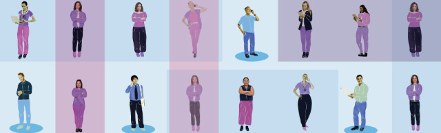 squares with different people within them