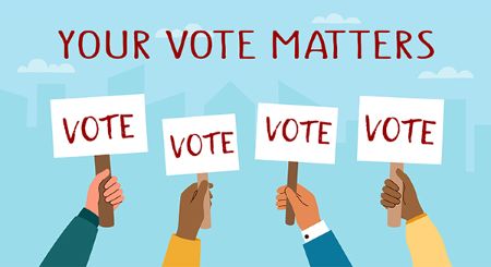 people holding signs that say your vote matters