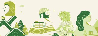 drawn people with their insides as scenes from nature