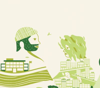 drawn people with their insides as scenes from nature