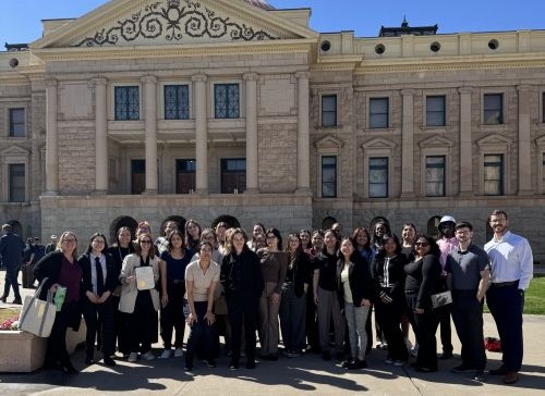 social workers in front of arizona capital building