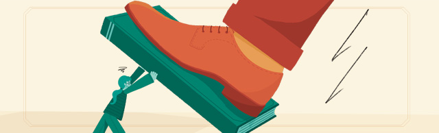 foot on a gas pedal made out of a book with a person holding the book up