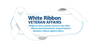 white ribbon with official seal