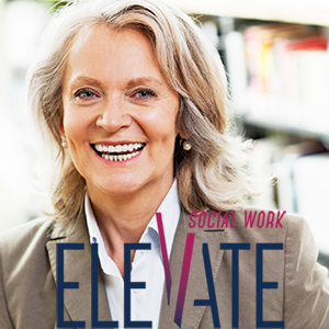 photo of woman with Elevate Social Work icon at the bottom