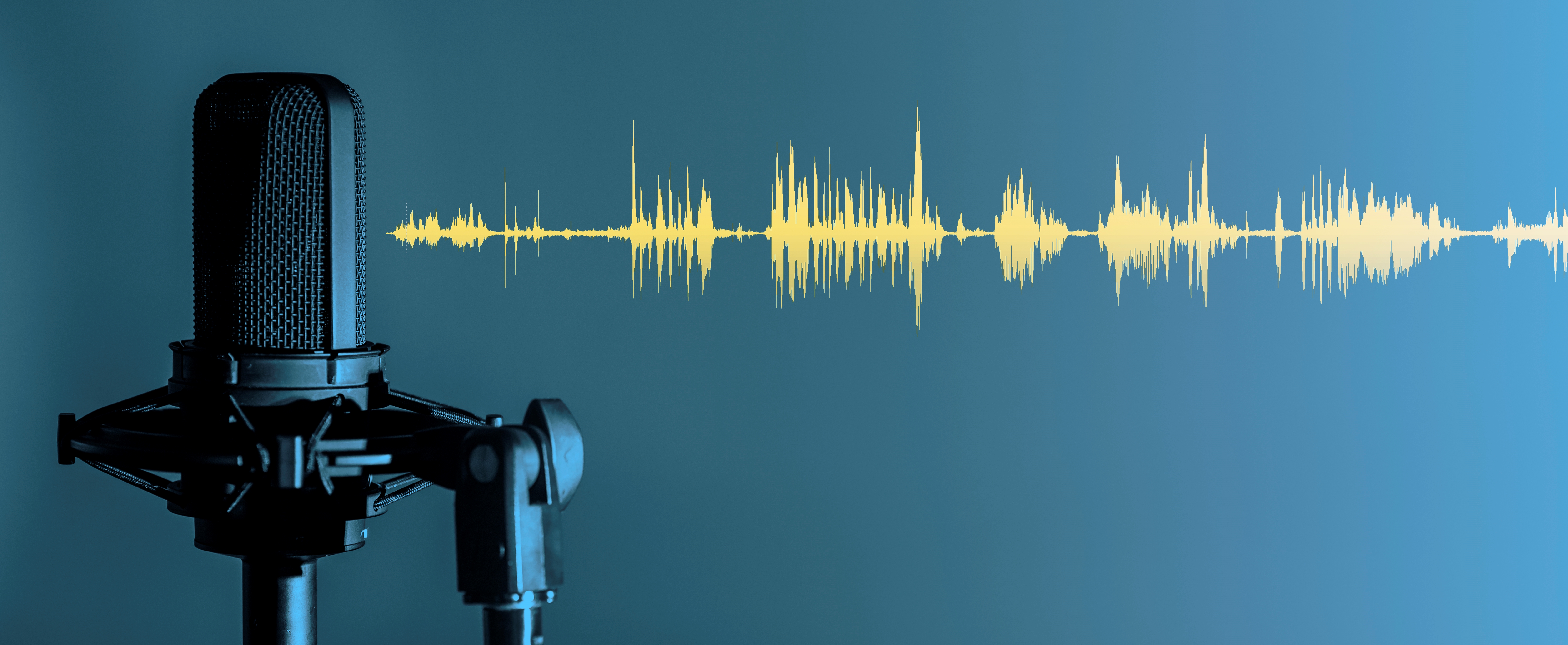 microphone and audio waves graphic