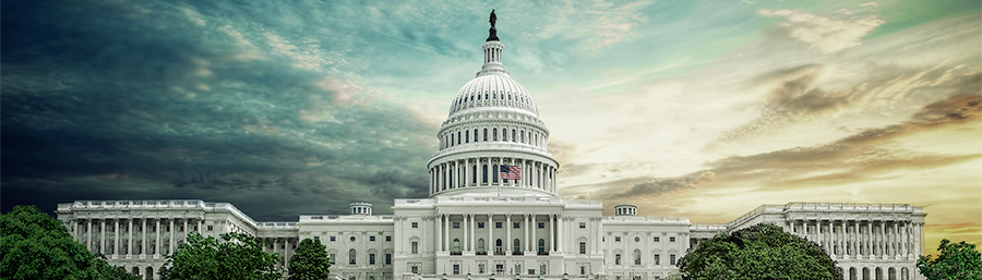 U.S. Capitol building in the sunset