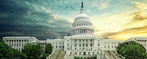 U.S. Capitol building with cloudy skies