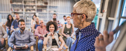 group of adults at a training session