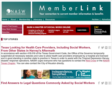 Memberlink newsletter screenshot